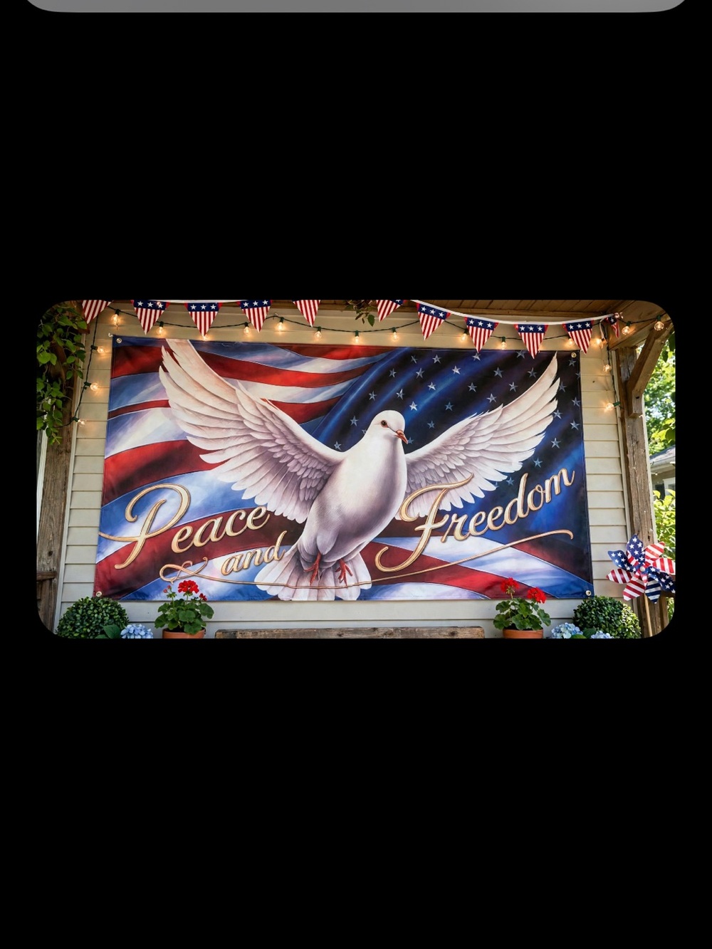 Patriotic White Dove American Flag Peace & Freedom